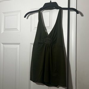 Dark Green Halter Top with Embellishment